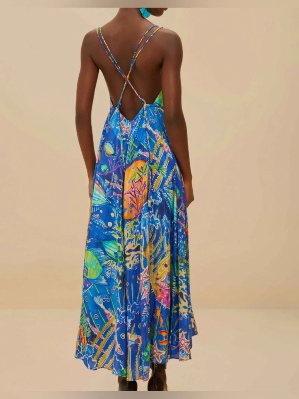 FARM RIO sea life spaghetti strap midi dress - Picture 2 of 10
